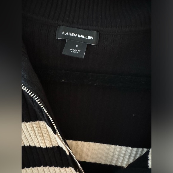 Karen Millen - Viscose blend fly collar rib knit stripe mini dress - Picture 8 of 8